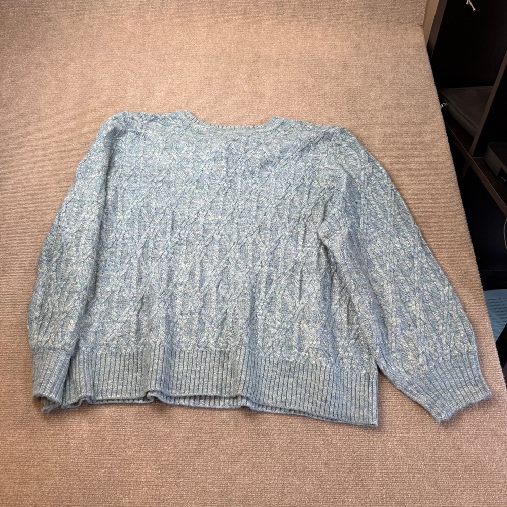 MSRP $44 St. John's Bay Womens 2X Blue Spacedye Pullover Sweater V Neck Long
